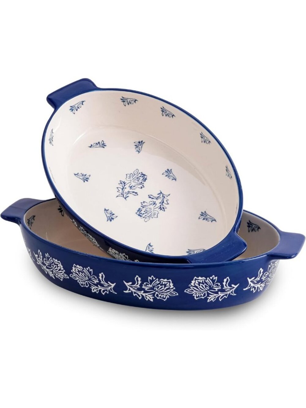 Ceramic Casserole Dish Set - Oval Baking Dish for Lasagna & Au Gratin, 2 Pcs